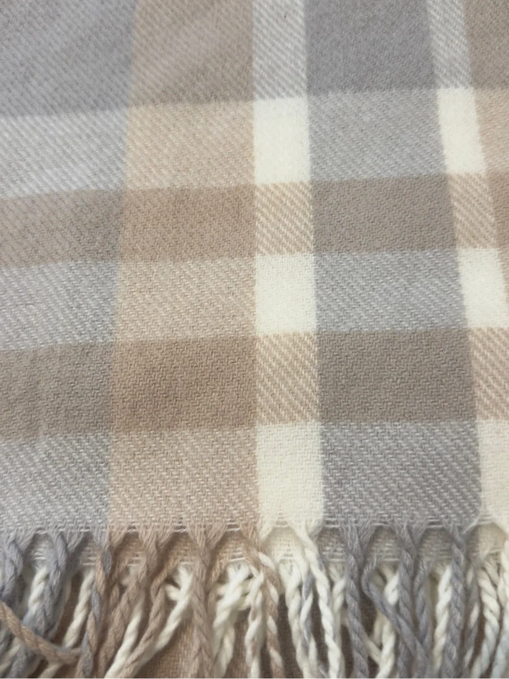 Steve Madden Beige Plaid Scarf